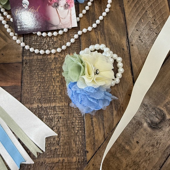 Floral Ribbon Belt with Pearls main image 6